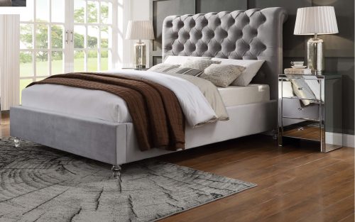 Triton cream velvet bed frame
