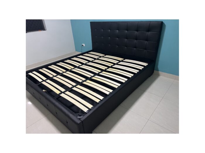 nova leather gas lift black queen bed frame