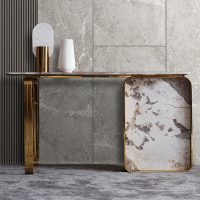 Catalyst Sintered Stone Console Table - Brushed Gold Frame - Image 2