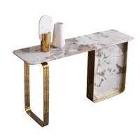 Catalyst Sintered Stone Console Table - Brushed Gold Frame - Image 3