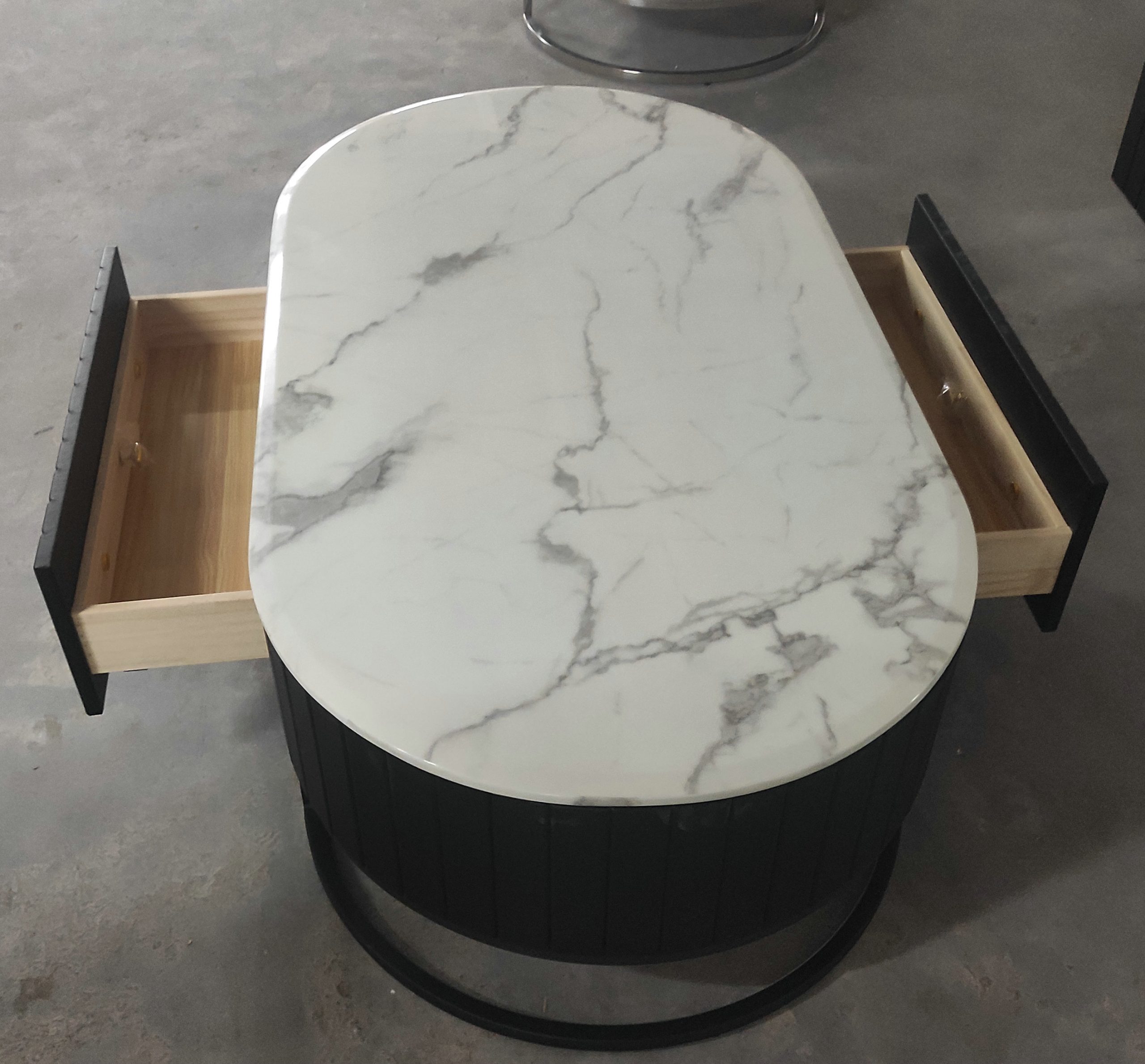 Rhea Marble Top Coffee Table (Black Legs) Easy Home Furniture