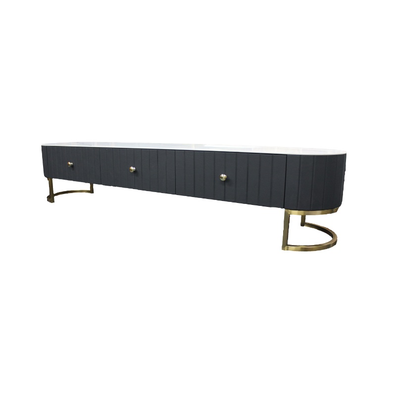 Rhea Sintered stone Top TV unit Gold Legs Easy Home Furniture