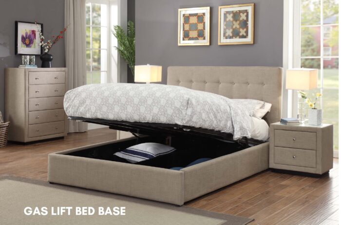 Pria fabric bed frame gas lift