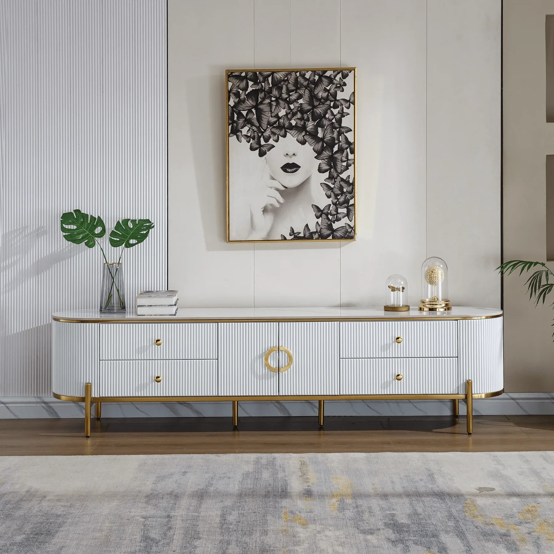 Phoebe White and gold TV Unit - Image 5