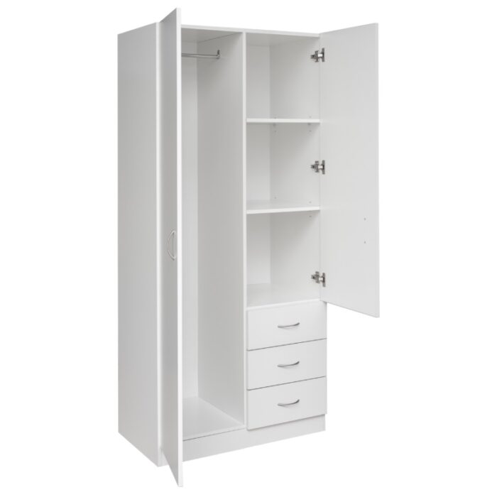 2 door wardrobe white with 3 drawers