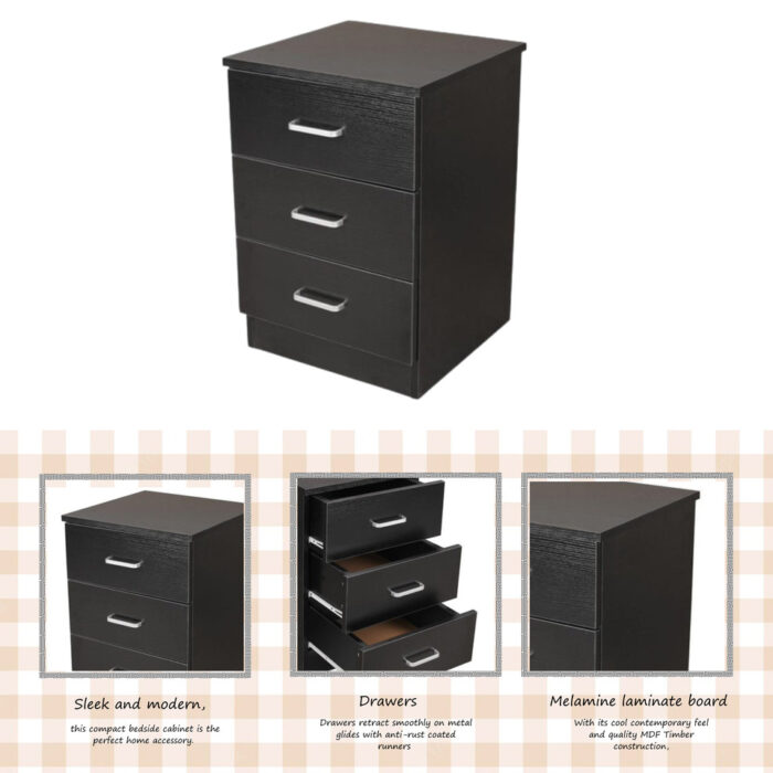 description of Thebe black bed side table