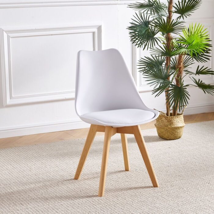 White padded dining chair