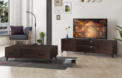Hana walnut tv unit and coffee table set
