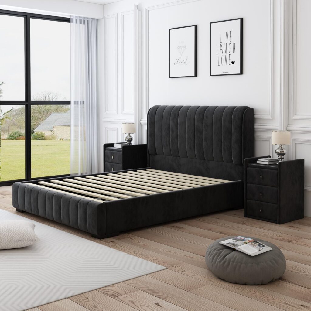 Europa Luxury Velvet Black King Bed The Perfect Piece