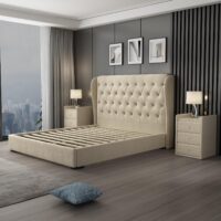 Liberty Velvet beige bed frame
