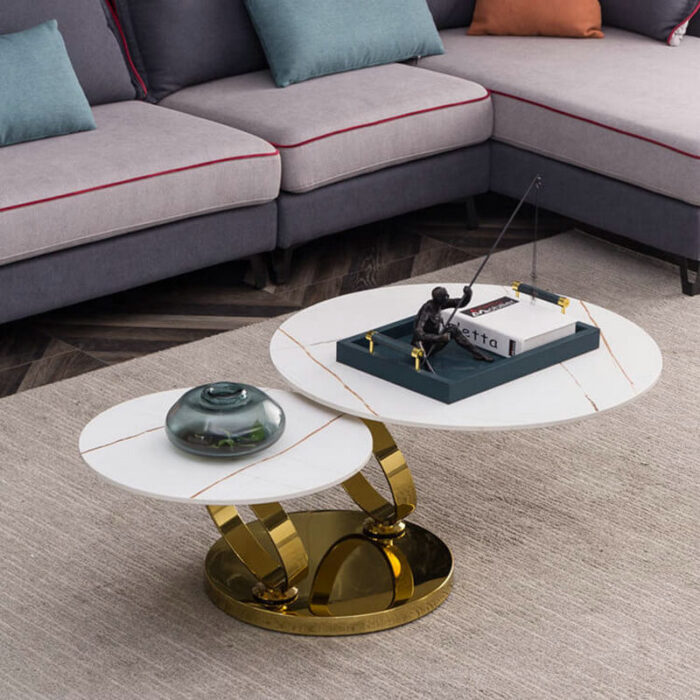 Round Nesting Coffee Table Gold