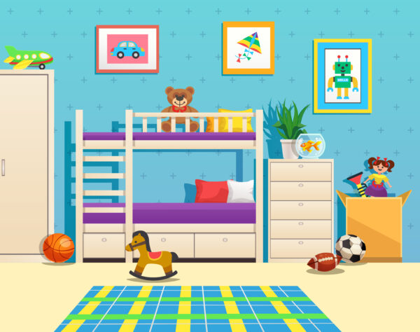 bright colour kids bedroom