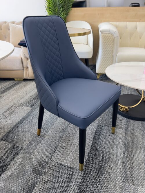 Blue dining chairs microfibre leather