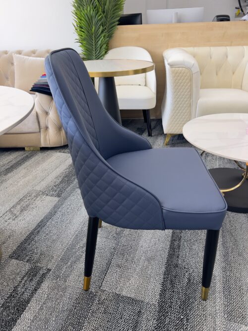 Blue leather dining chair