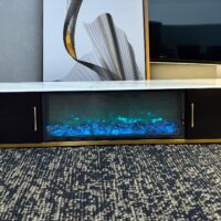 Nepal Arcadia TV Unit with Electric Fire Place (E1 MDF / Super Crystalline Stone Top) - Image 2