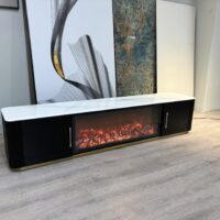 Nepal Arcadia TV Unit with Electric Fire Place (E1 MDF / Super Crystalline Stone Top) - Image 3