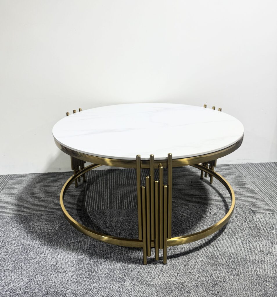 Oslo Round Stone Coffee Table - Easy Home Furniture