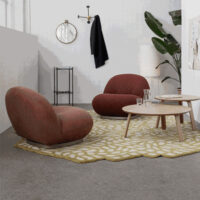 Sherpa Single Seater Boucle Swivel Chair with brushed gold stainless steel base - Image 7
