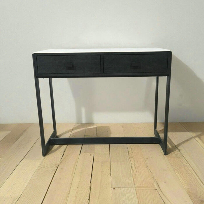 2 Drawers Console Table Black With Sintered Stone Top - Image 2