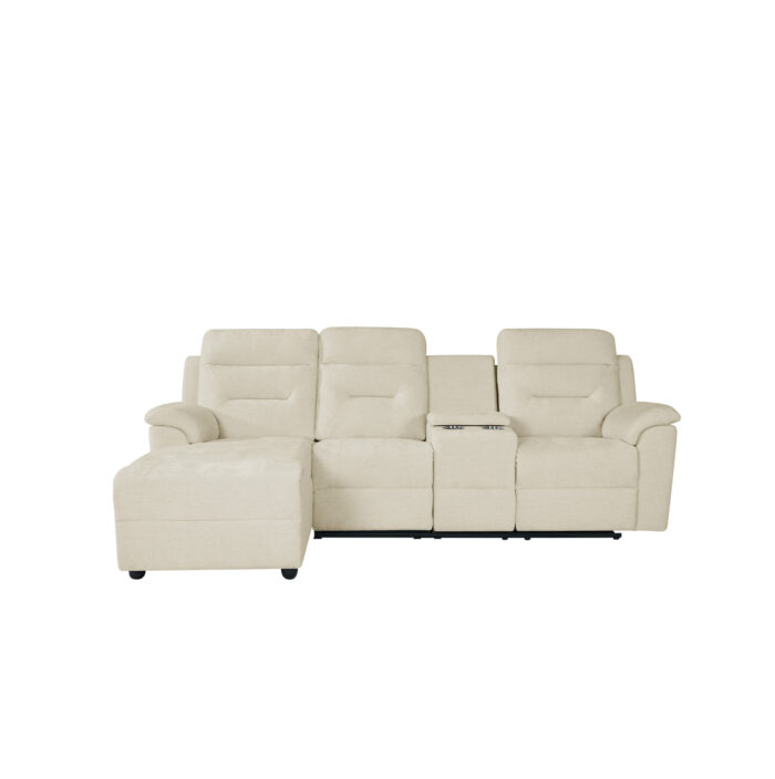 Daisy 3 Seater  LHF Corner Sofa with Recliner & Drinks Holder - Beige - Image 3