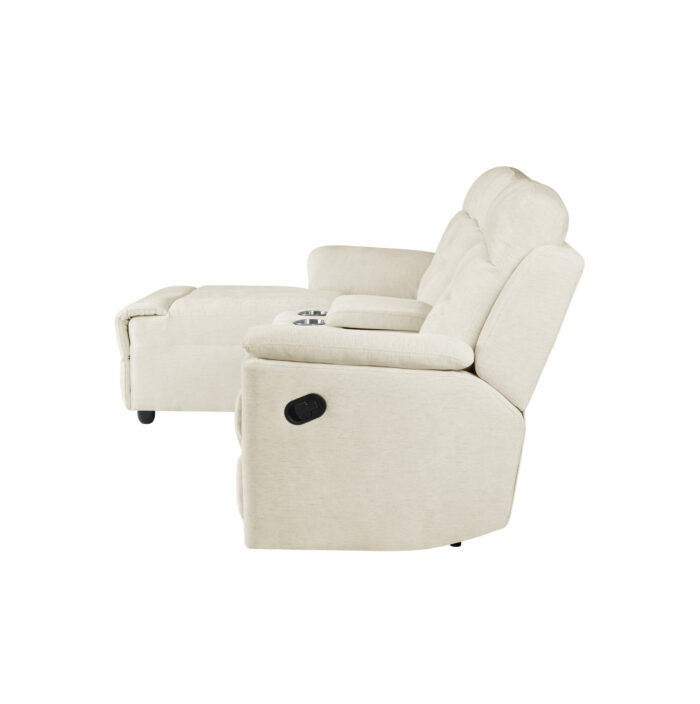 Daisy 3 Seater  LHF Corner Sofa with Recliner & Drinks Holder - Beige - Image 2