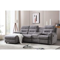 Daisy 3 Seater LHF Corner Sofa with Recliner & Drinks Holder – GREY - Image 5