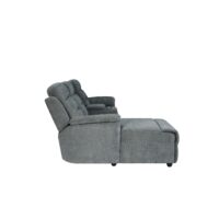 Daisy 3 Seater LHF Corner Sofa with Recliner & Drinks Holder – GREY - Image 4