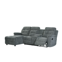 Daisy 3 Seater LHF Corner Sofa with Recliner & Drinks Holder – GREY