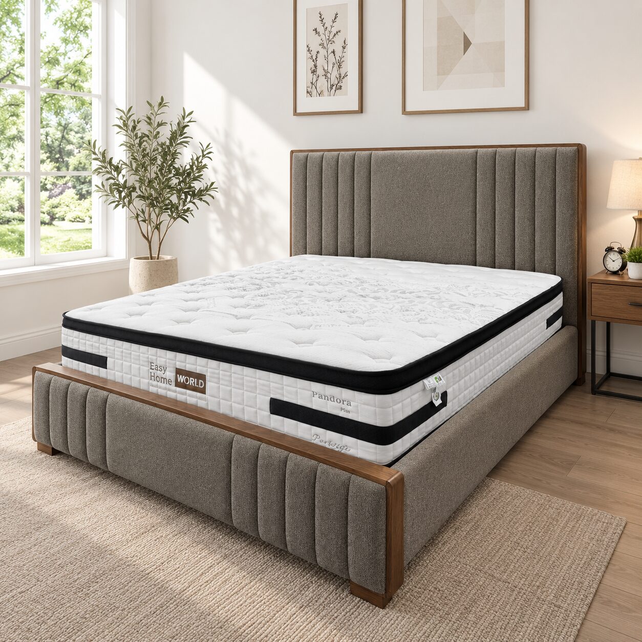 Luxury Fabric Bed Frame Wooden Border - Image 5