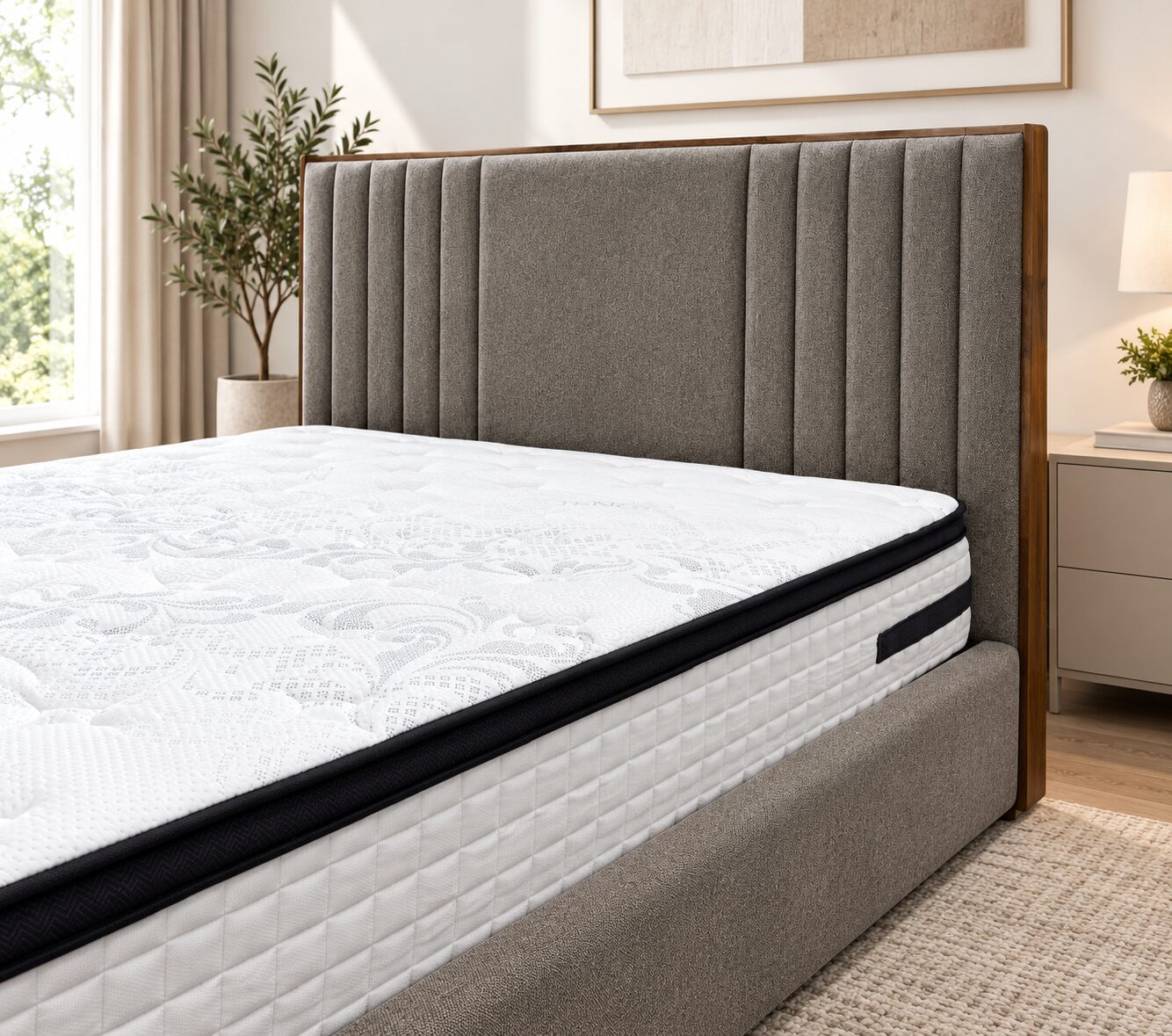 Luxury Fabric Bed Frame Wooden Border - Image 6