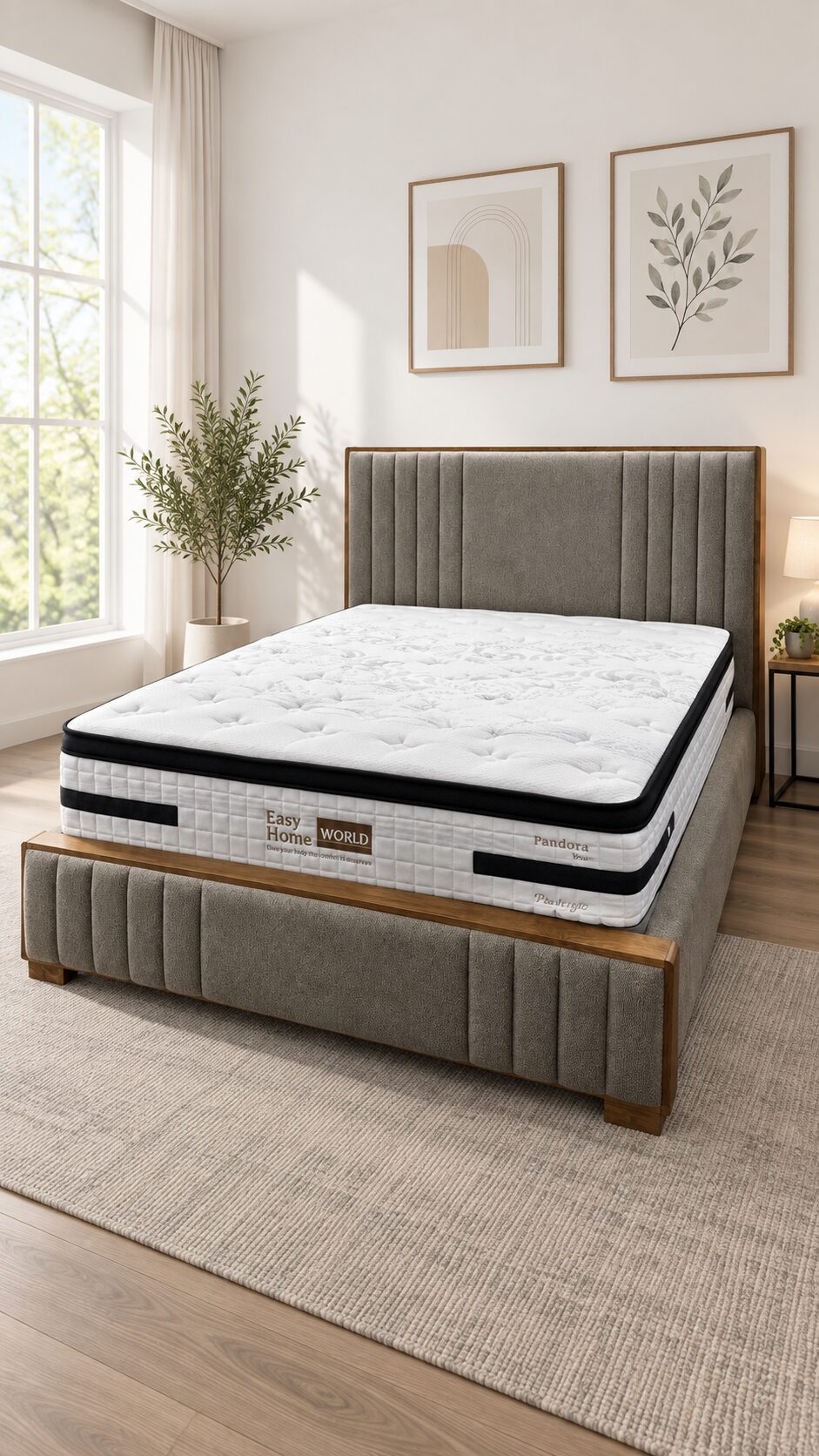 Luxury Fabric Bed Frame Wooden Border - Image 4