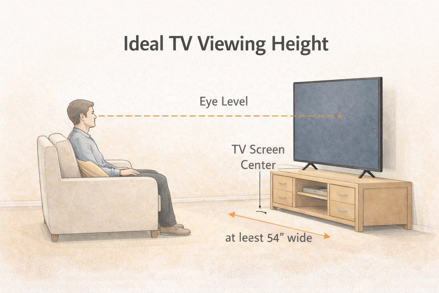 ideal TV viewing height placement
