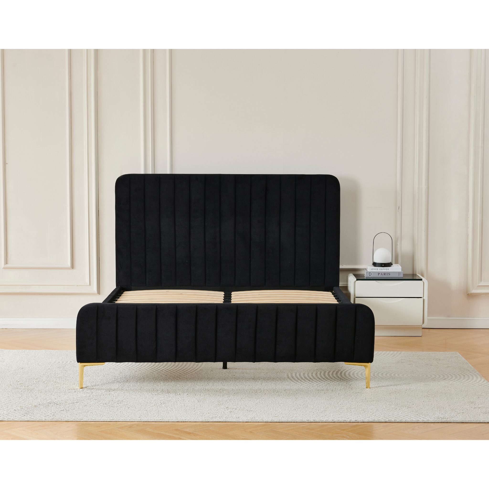 Rara Black Velvet Bed Frame Double