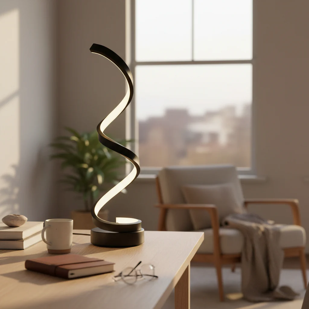 Vortex Glow LED Table Lamp – Matte Black