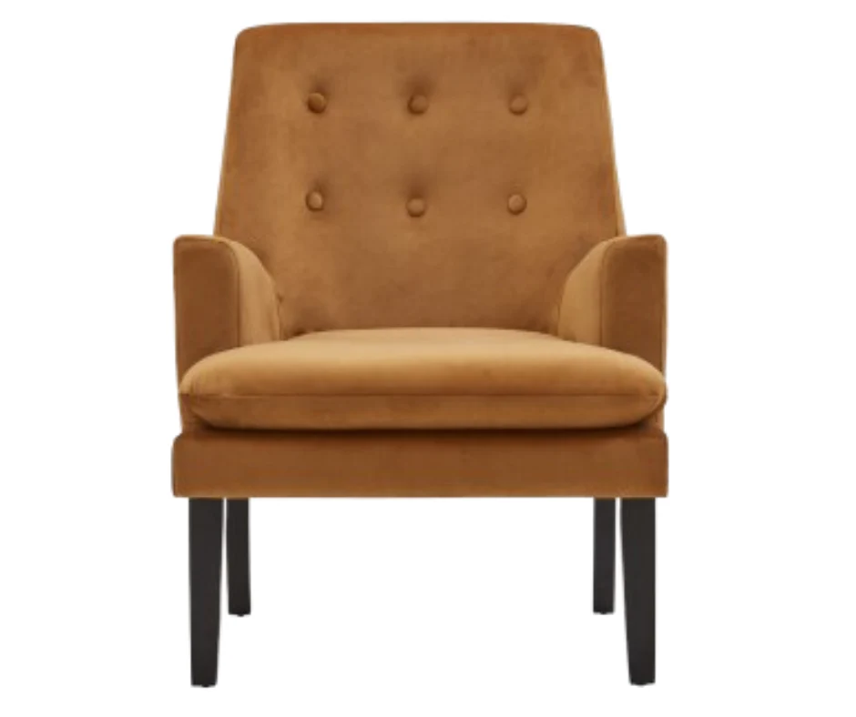 Ophelia Velvet Armchair Brown