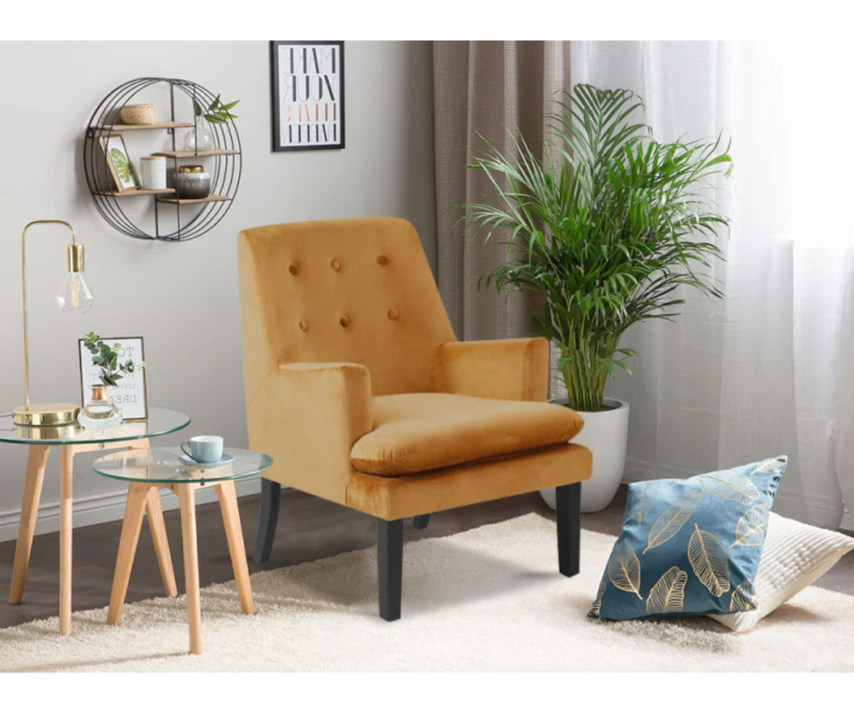 Ophelia Velvet Armchair Brown - Image 3