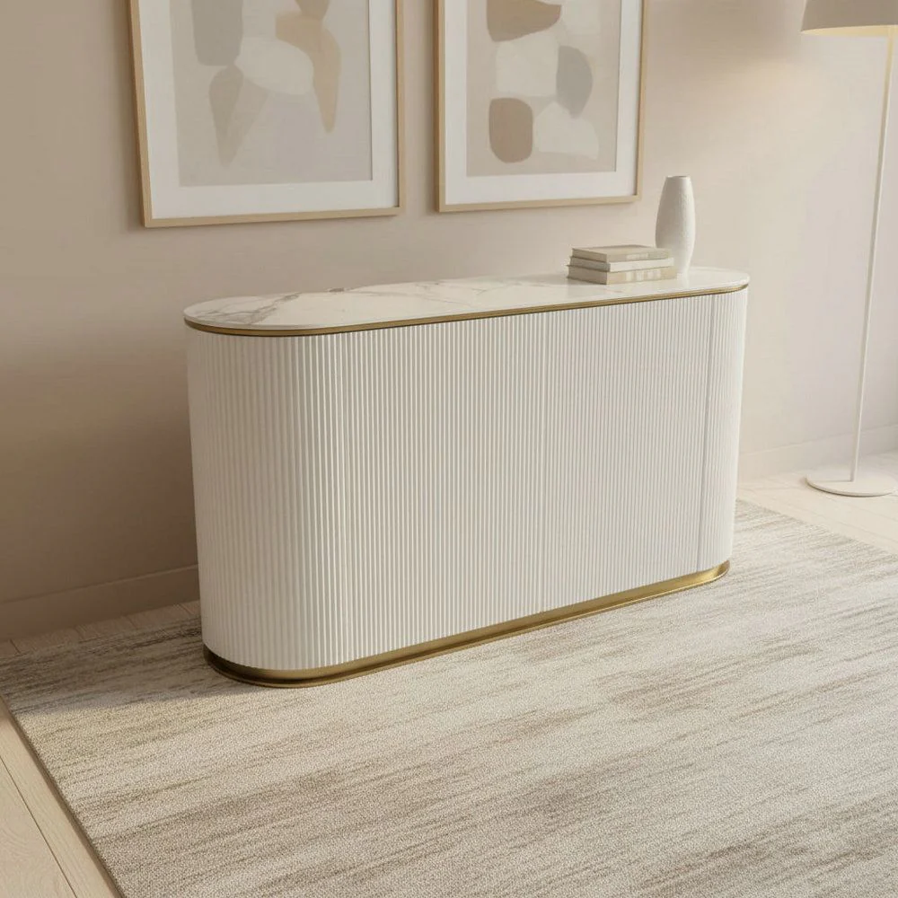 Arcadia Luxury Buffet Table Oval Shaped White