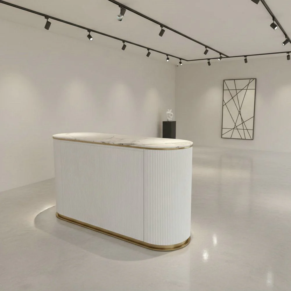 Arcadia Luxury Buffet Table Oval Shaped White - Image 3