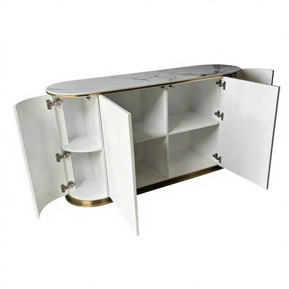 Arcadia Luxury Buffet Table Oval Shaped White - Image 4