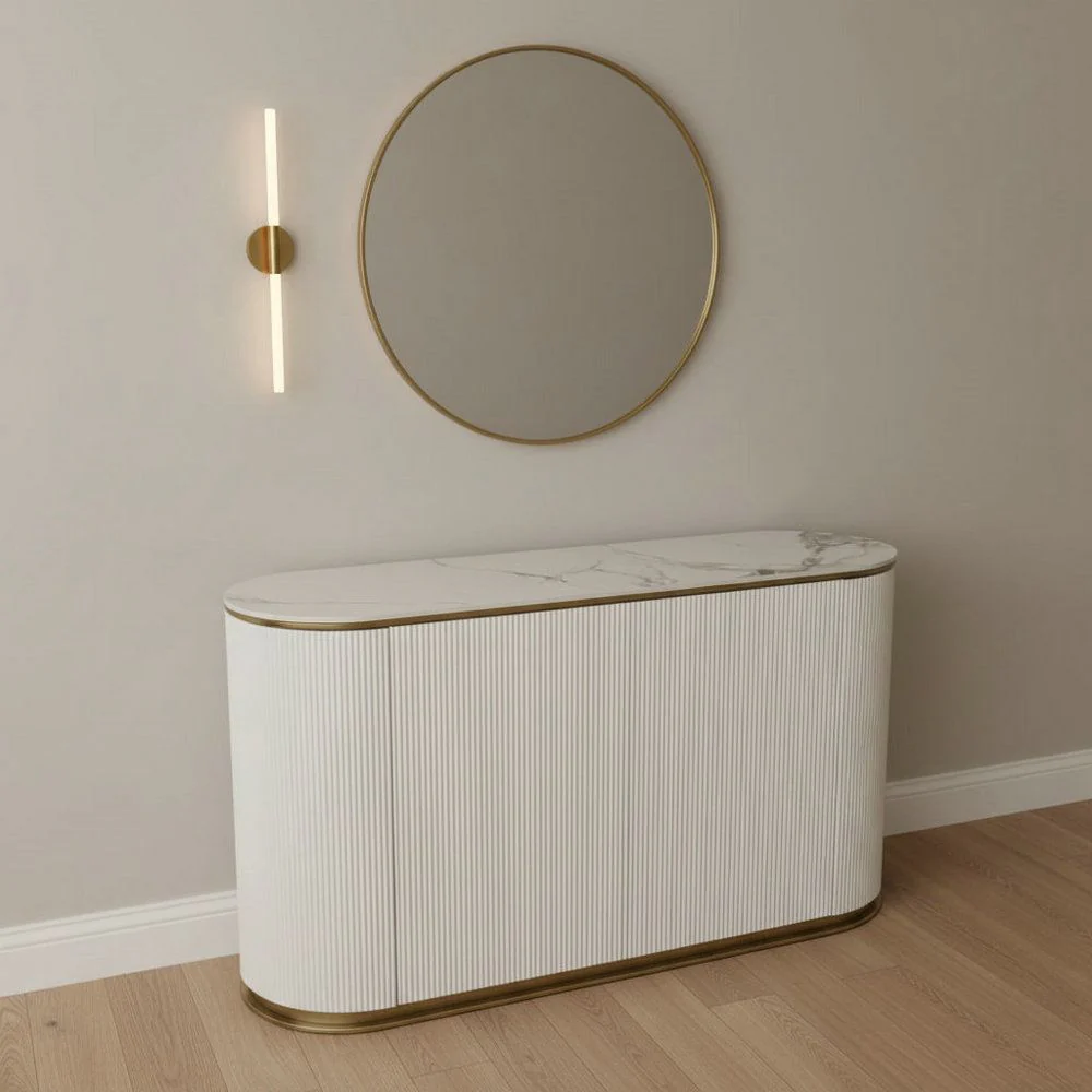 Arcadia Luxury Buffet Table Oval Shaped White - Image 2