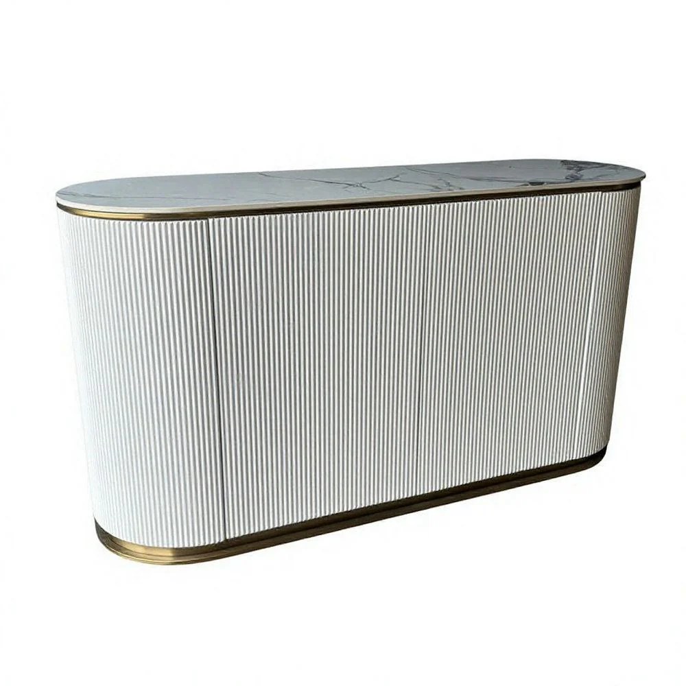 Arcadia Luxury Buffet Table Oval Shaped White - Image 5