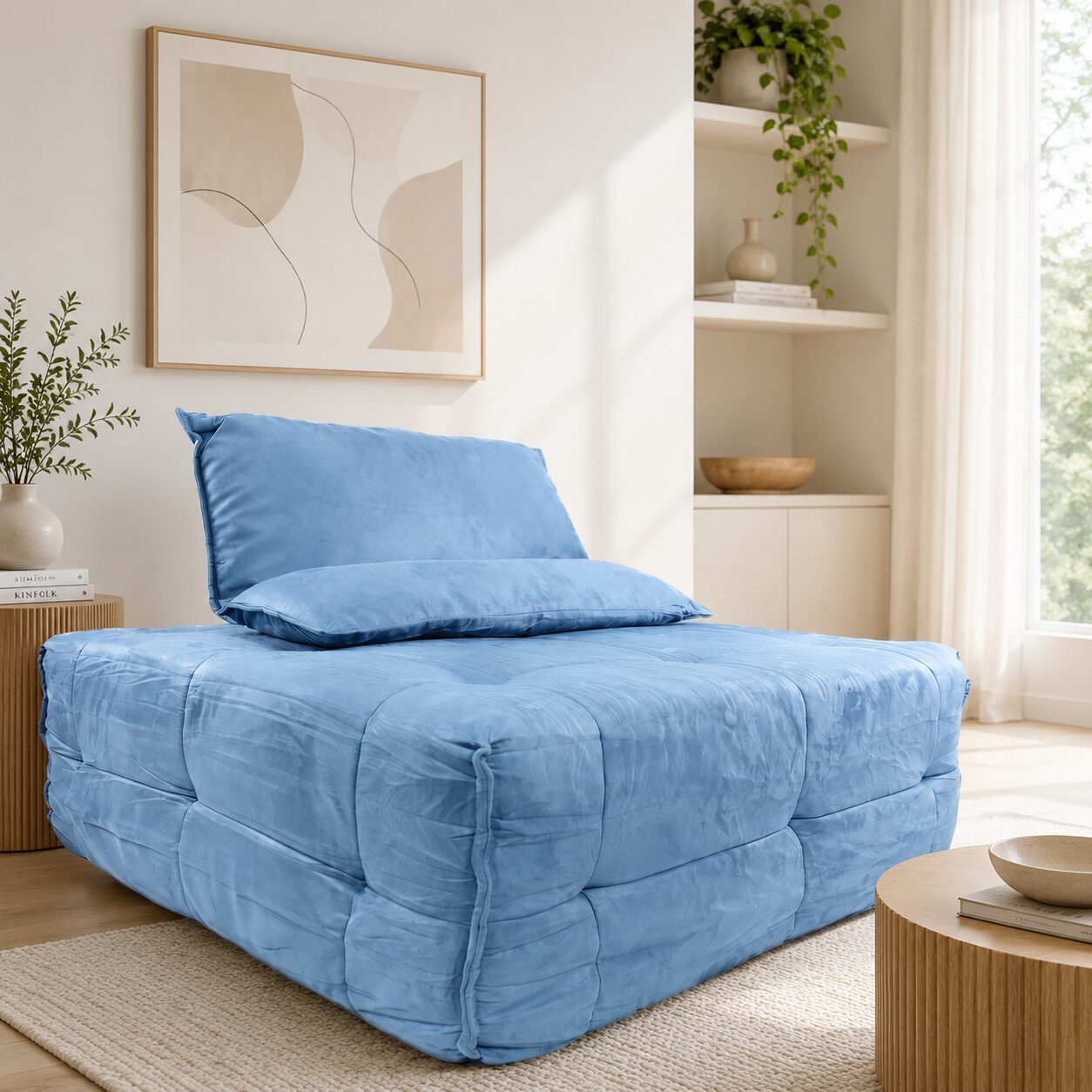 Nola Single Modular Sofa Chair – Light Blue - Image 2