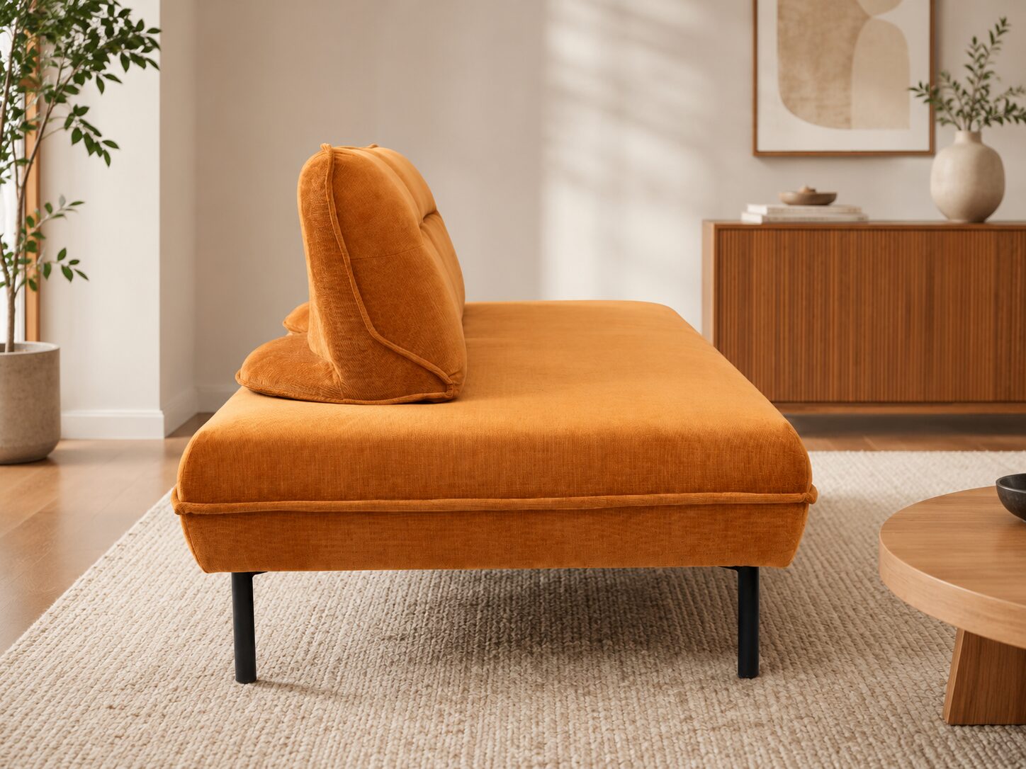 Arlo Sectional Sofa with Removable Backrest – Orange - Image 3