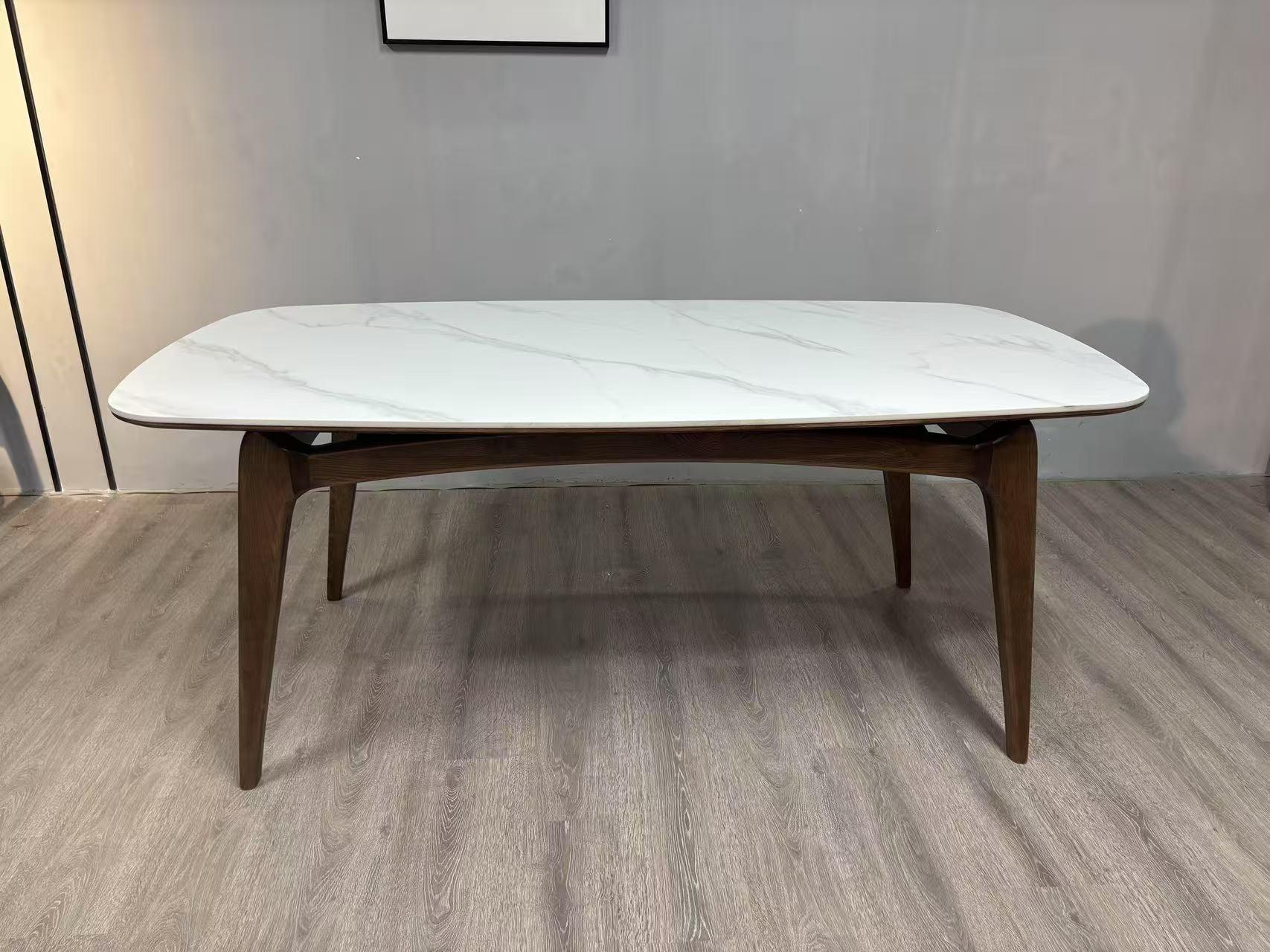 Luxe Wooden Dining Table with Sintered Stone Top - Image 2