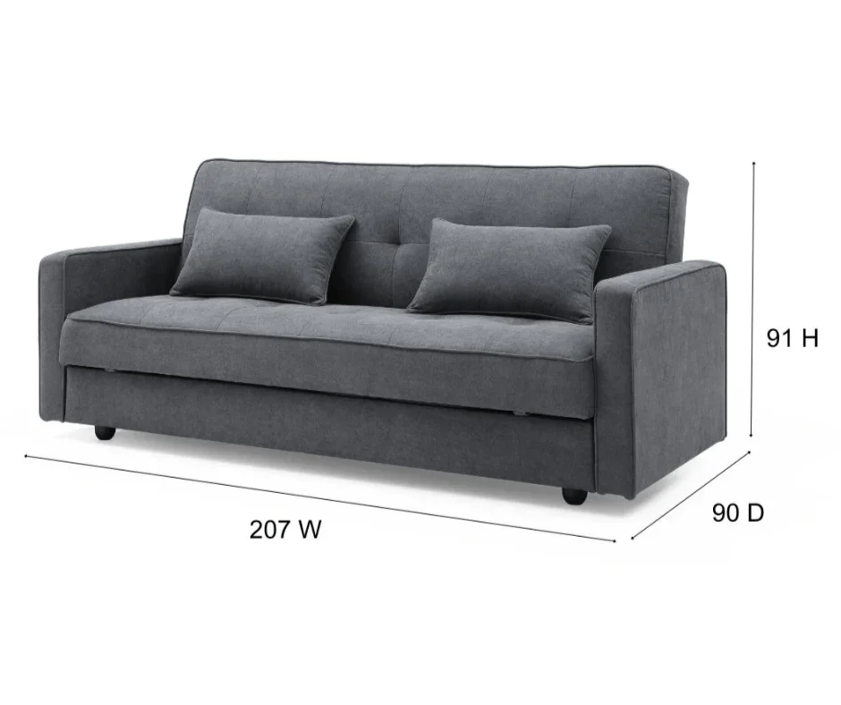 Junny 3 Seater Sofa Bed - Dark Grey - Image 6
