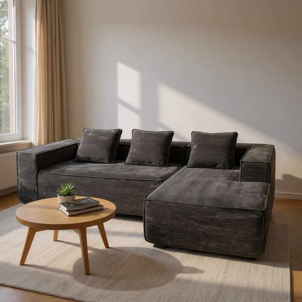 Mira L Shape Sofa – Grey