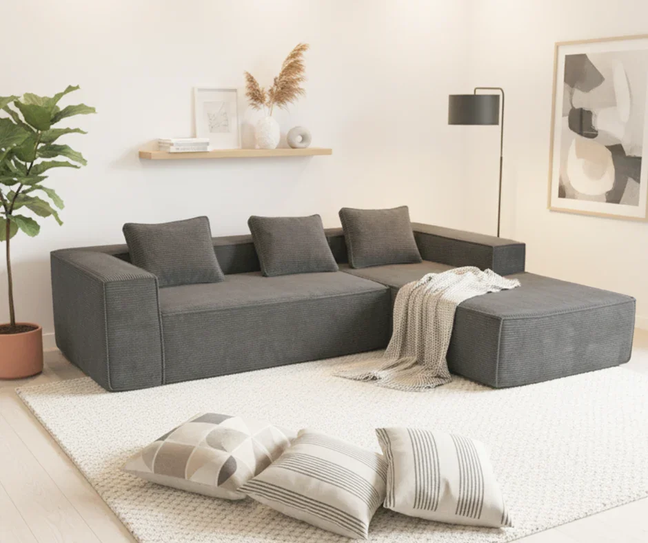 Mira L Shape Sofa – Grey - Image 3