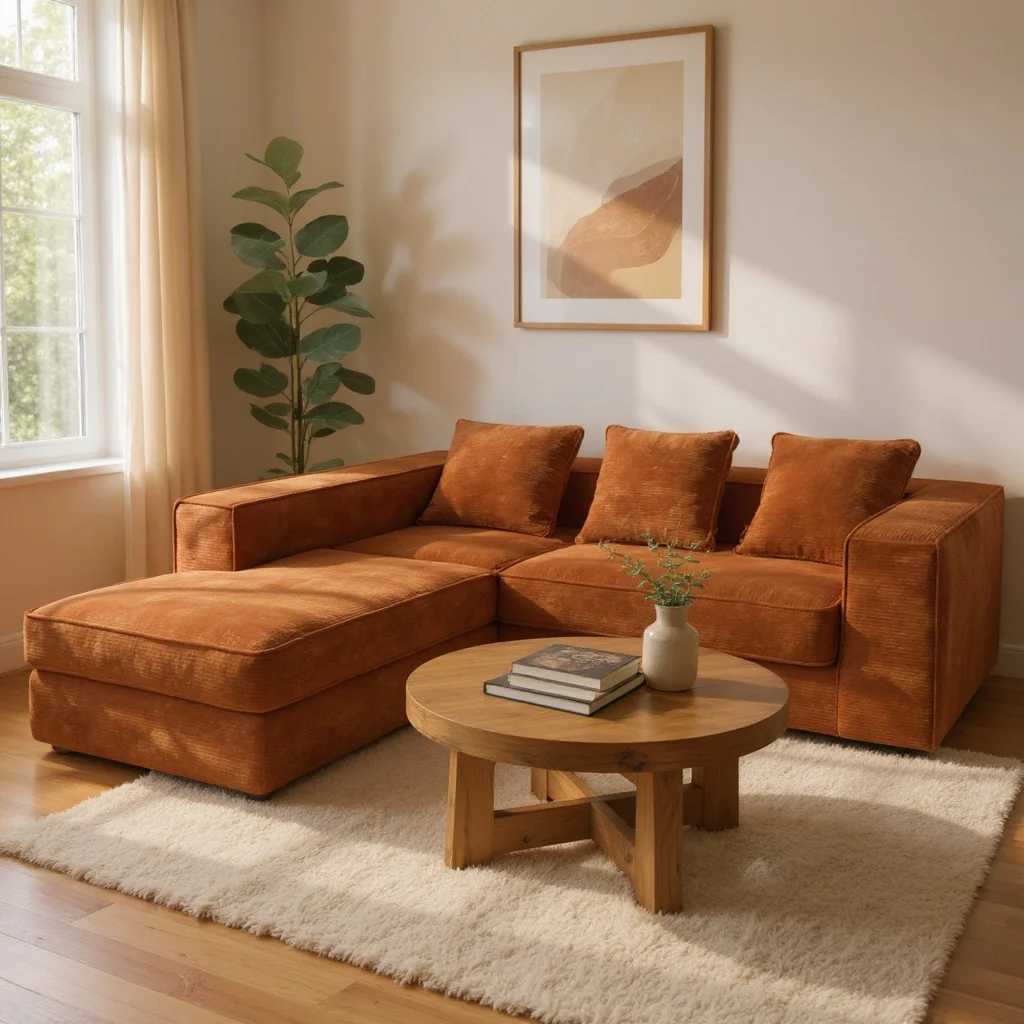 Siena L Shape Sofa – Burnt Orange