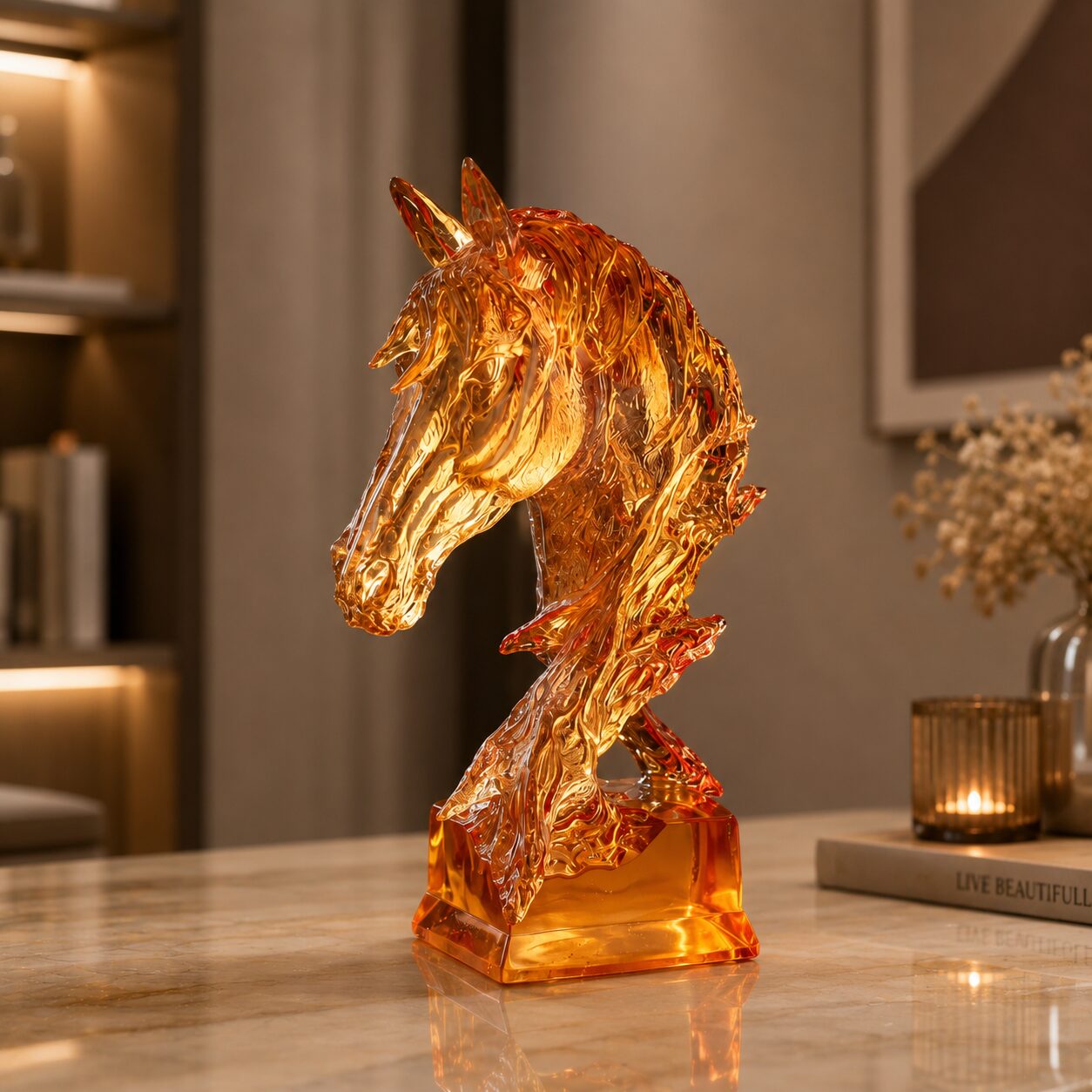 Royal Gallop Acrylic Horse Sculpture - Image 2