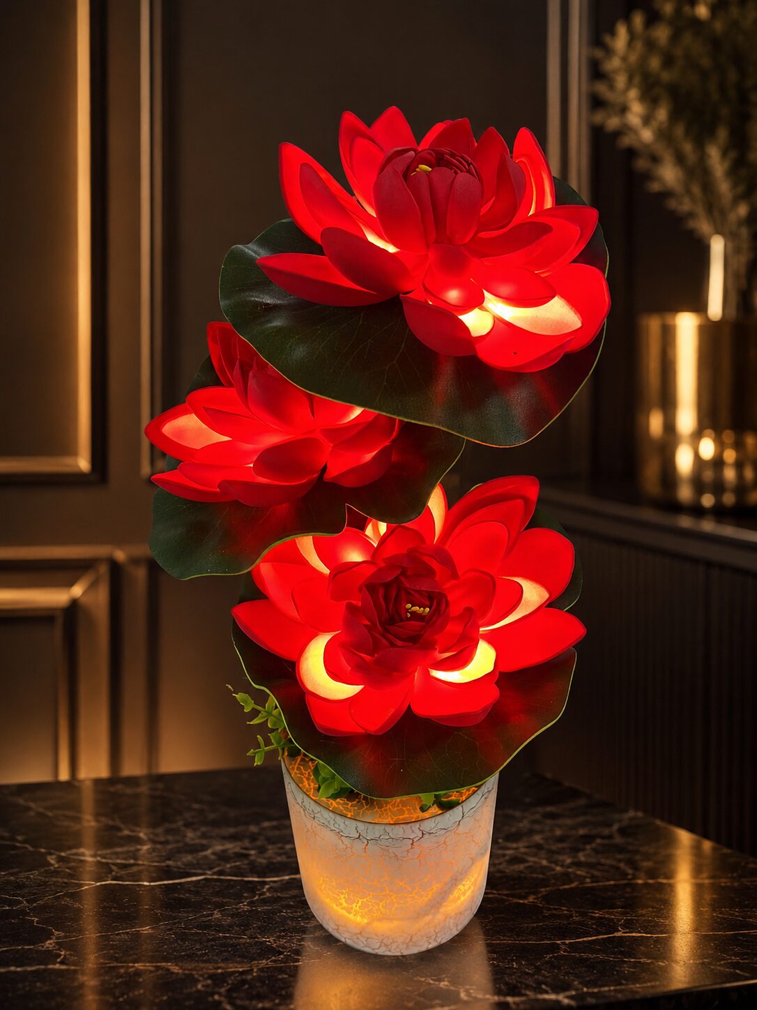 Radiant Red Lotus LED Lamp - Image 4